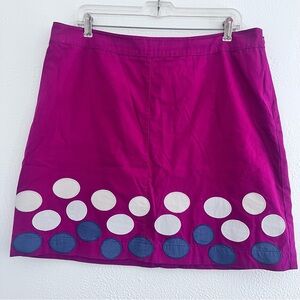 Boden Fuchsia Mini Skirt with White and Blue Details